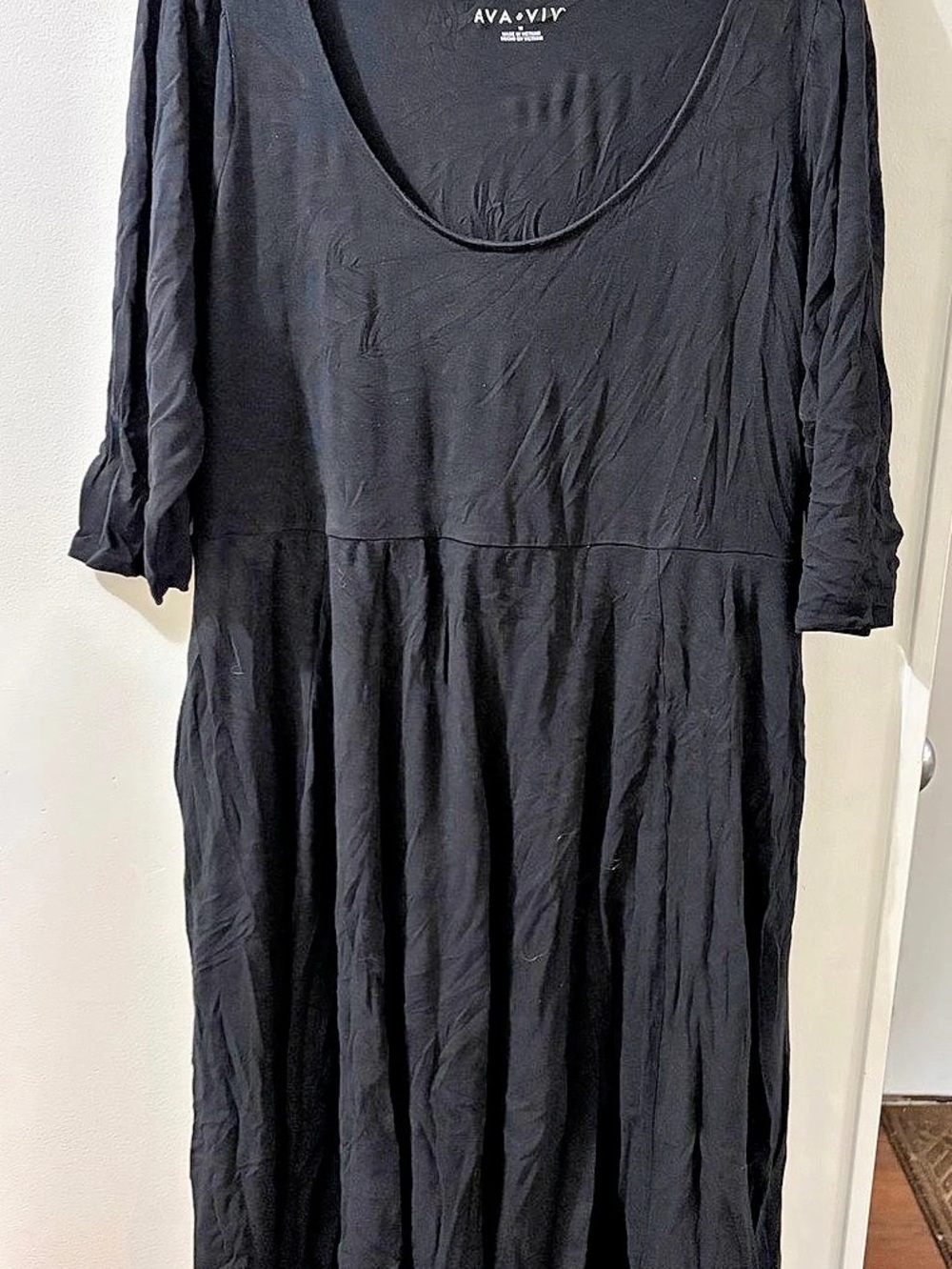 AVA & VIV Women's Cotton Midi Dress in Black
